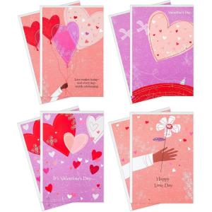 Hallmark Mahogany Valentines Day Cards Assortment, Love Day Hearts (8 Valentine’s Day Cards with Envelopes)(Pink/Purple)