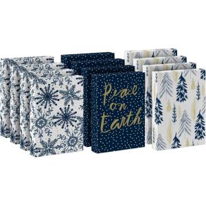 Hallmark Medium Christmas Gift Boxes with Lids (12 Shirt Boxes, White Snowflakes and Stripes on Kraft) for Holiday Parties, Winter Weddings, Bridal Showers(1 Count (Pack of 12))