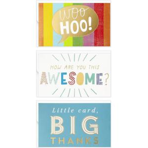 Hallmark Mini Blank Cards for Kids, Woo Hoo (12 Assorted 2.5″ x 3.5″ Lunch Box Cards, Encouragement Cards, Thank You Cards)