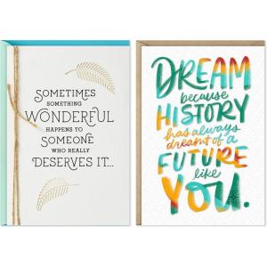 Hallmark Pack of 2 Greeting Cards (Mahogany Encouragement, Congratulations, Graduation)