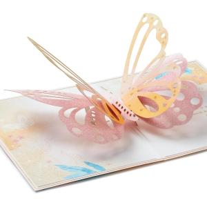 Hallmark Paper Wonder Birthday Pop Up Card For Women (Pink and Gold Birthday Cake), 799RZW1030(Pop Up  Butterfly)