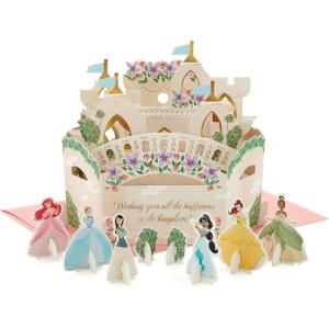 Hallmark Paper Wonder Disney Princess Pop Up Birthday Card for Kids (Ariel, Cinderella, Mulan, Jasmine, Belle, Tiana)(Castle Scene with Paper Princess Figures)