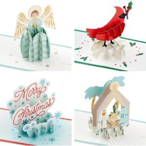 Hallmark Paper Wonder Displayable Religious Pop Up Christmas Card (Nativity Scene)(4 Assorted Pop Up Cards with Envelopes)