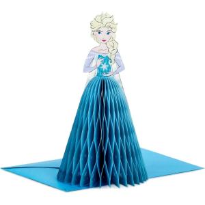 Hallmark Paper Wonder Frozen Disney Princess Pop Up Birthday Card (Honeycomb Elsa) for Birthdays, Encouragement, All Occasions(Blue)