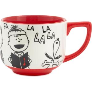 Hallmark Peanuts Black and Red Ceramic Mug, 25 oz (Christmas Carols) Gift for Fans, Collectors