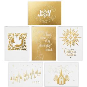 Hallmark Religious Boxed Christmas Card Assortment, Star of Wonder (36 Cards and Envelopes) Pink, Blue, Yellow, Green, Orange(Gold Foil Icons Religious Blank Note Assortment)