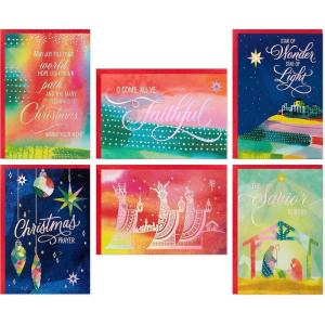 Hallmark Religious Boxed Christmas Card Assortment, Star of Wonder (36 Cards and Envelopes) Pink, Blue, Yellow, Green, Orange(Religious Star of Wonder Card Assortment)