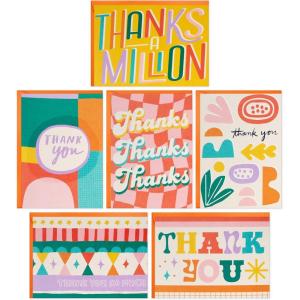 Hallmark Retro Thank You Card Assortment (24 Blank Cards with Envelopes) Orange, Yellow, Green, Pink(Retro Thank You)