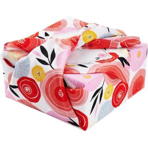 Hallmark Reusable Fabric Gift Wrap (1 Sheet: 26″ x 26″, Black and White Dots and Stripes) for Birthdays, Mother’s Day, Weddings, Engagements, Graduations and More(Modern Flowers  Orange  Pink  Yellow  Blue)