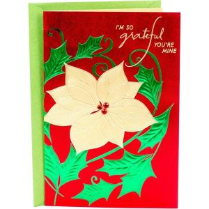 Hallmark Romantic Christmas Card for Husband, Wife, Boyfriend, Girlfriend (Celebrate Our Way)(So Grateful You’re Mine Poinsettia)