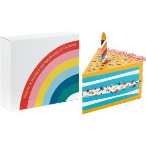 Hallmark Self-Sealing Gift Box Set with Zip Opening (2 Boxes: Rainbow, Birthday Cake) for Kids, Adults, Grandchildren, Teachers