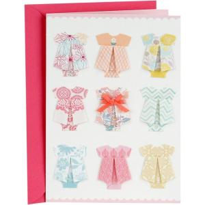 Hallmark Signature Baby Shower Card for New Parents (Baby Clothes) Welcome New Baby, Congratulations, Gender Reveal(Pink/Multicolor)