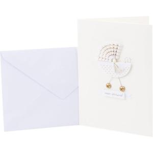 Hallmark Signature Baby Shower Card for New Parents (Hello Little One) Welcome New Baby, Congratulations, Gender Reveal(Stroller)