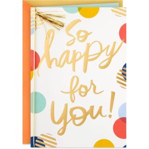 Hallmark Signature Congratulations Card or Graduation Card (Confetti)(So Happy for You)