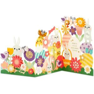 Hallmark Signature Displayable Easter Card (Accordion Fold Pop Up Flowers and Bunnies)(Accordion Fold Pop Up Flowers and Bunnies)