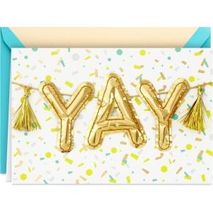 Hallmark Signature Graduation Card (Yay Balloons)(Gold)