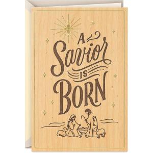 Hallmark Signature Religious Wood Christmas Card (A Savior is Born)(Wooden Card  A Savior is Born)