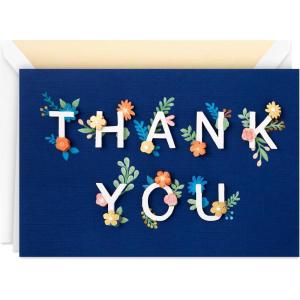 Hallmark Signature Thank You Card (Dog with Balloons) for Nurses Day, Admin Professional Day, Teacher Appreciation and More(Flowers)