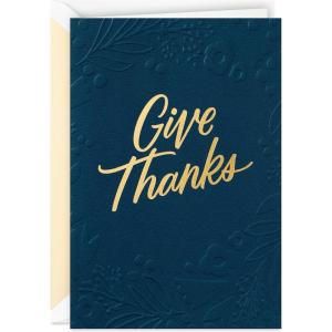 Hallmark Signature Thanksgiving Card (Blessings and Love)(Give Thanks  Embossed Fall Wreath)