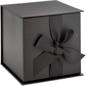 Hallmark Small Gift Box with Bow and Shredded Paper Fill (Black 4 inch Gift Box) for Weddings, Graduations, Birthdays, Father’s Day, Groomsmen Gifts, All Occasion(Black)