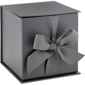 Hallmark Small Gift Box with Bow and Shredded Paper Fill (Black 4 inch Gift Box) for Weddings, Graduations, Birthdays, Father’s Day, Groomsmen Gifts, All Occasion(Slate Gray)