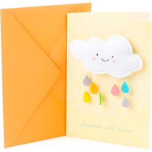 Hallmark Star Wars Baby Shower Card for New Parents (Baby Yoda, Force is Strong) Welcome New Baby, Congratulations, Gender Reveal, May the 4th(Showered with Happy)