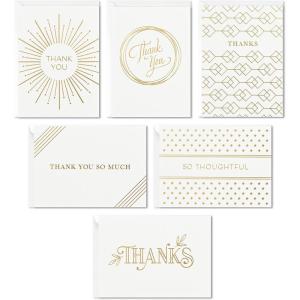 Hallmark Thank You Cards Assortment, Gold Foil (120 Thank You Notes with Envelopes for Wedding, Bridal Shower, Baby Shower, Business, Graduation)