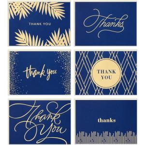 Hallmark Thank You Cards Assortment, Gold and Navy (120 Thank You Notes with Envelopes for Wedding, Bridal Shower, Baby Shower, Business, Graduation)(120 Blank Cards with Envelopes)