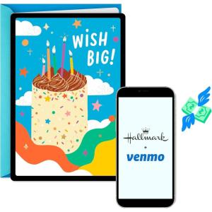 Hallmark and Venmo Birthday Card (Wish Big) for Kids, Adults, Friends, Coworkers