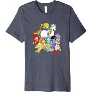 Rainbow Brite & Friends Vintage Color Kids And Sprites Group Premium T-Shirt(Heather Blue)