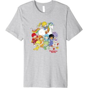 Rainbow Brite & Friends Vintage Color Kids And Sprites Group Premium T-Shirt(Heather Grey)