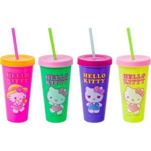 Silver Buffalo Rainbow Brite 4 pack Color Change Plastic Tumbler Set Featuring Rainbow Brite, Patty O’Green, La La Orange, and Shy Violet, 24 Ounces(Sanrio Hello Kitty Garden Doodle)