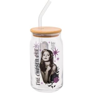 Silver Buffalo Rainbow Brite Balloon Glass Tumbler with Bamboo Lid and Glass Straw, 16 Ounces(Buffy The Chosen One)
