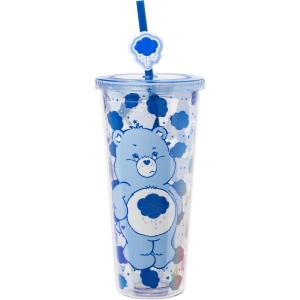 Silver Buffalo Rainbow Brite Plastic Cold Cup with Lid and Straw Topper, 24 Ounces(Care Bears Grumpy Bear)
