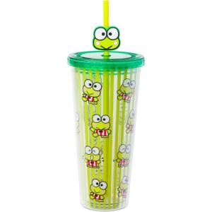 Silver Buffalo Rainbow Brite Plastic Cold Cup with Lid and Straw Topper, 24 Ounces(Keroppi)