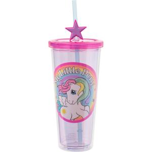 Silver Buffalo Rainbow Brite Plastic Cold Cup with Lid and Straw Topper, 24 Ounces(My Little Pony Starshine)