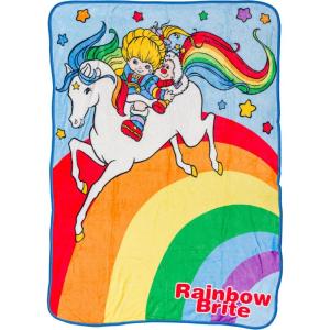 Silver Buffalo Rainbow Brite Plush Raschel Throw Blanket Featuring Rainbow Land, 45″ x 60″(Rainbow Brite  Starlite  and Twink)