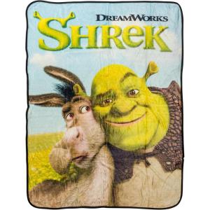 Silver Buffalo Rainbow Brite Plush Raschel Throw Blanket Featuring Rainbow Land, 45″ x 60″(Shrek and Donkey Hugging)