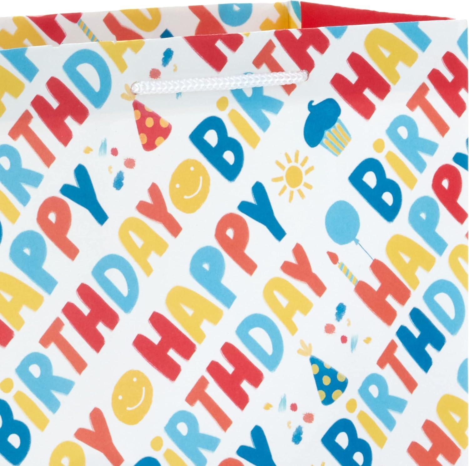 imageHallmark 17quot Extra Large Birthday Gift Bags 3Pack Happy Birthday Pink Blue Pizza for Kids Grandchildren Nieces Nephews Boys Girls ClassmatesRainbow  Stripes  Polka Dots  Yellow  Pink  Blue