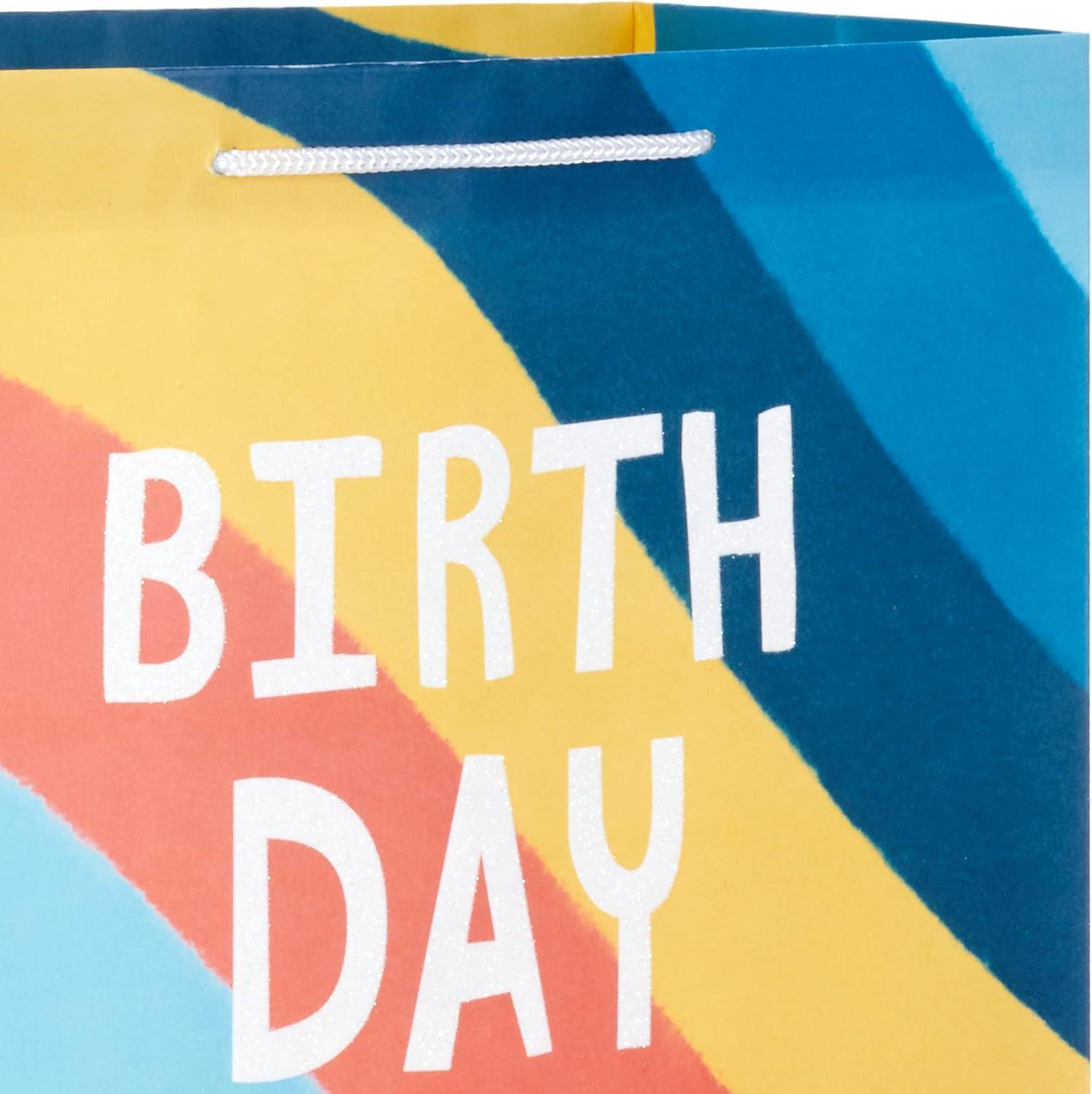 imageHallmark 17quot Extra Large Birthday Gift Bags 3Pack Happy Birthday Pink Blue Pizza for Kids Grandchildren Nieces Nephews Boys Girls ClassmatesRainbow  Stripes  Polka Dots  Yellow  Pink  Blue
