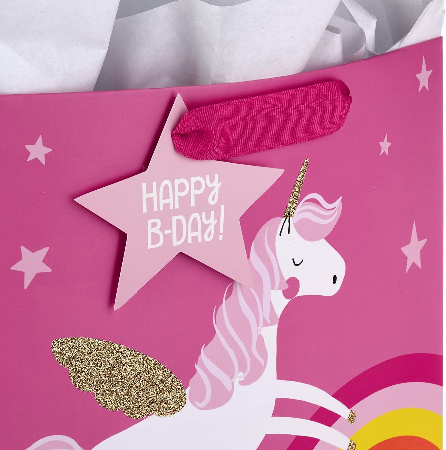 imageHallmark 17quot Extra Large Birthday Gift Bags 3Pack Happy Birthday Pink Blue Pizza for Kids Grandchildren Nieces Nephews Boys Girls ClassmatesUnicorn  Sloth  Dinosaur