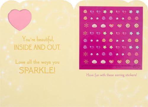 imageHallmark Birthday Greeting Card for Kids Disney Princess Earring Stickers