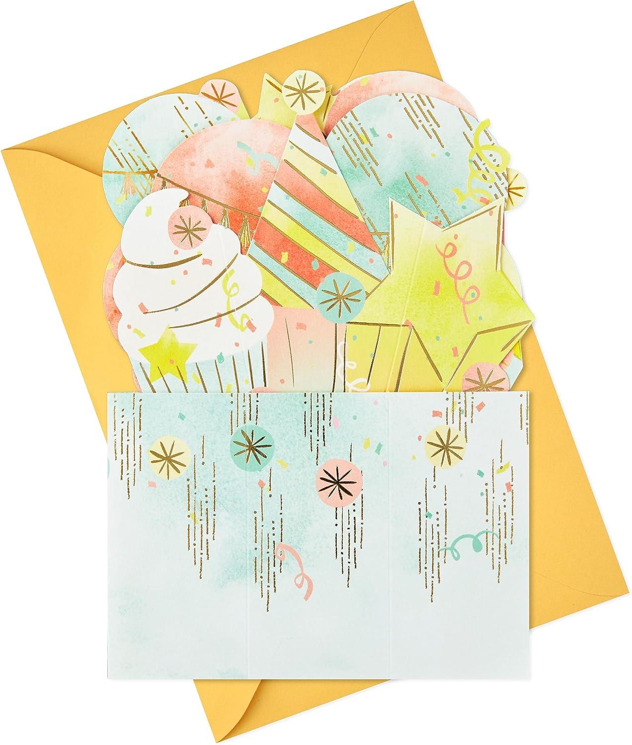 imageHallmark Paper Wonder Birthday Pop Up Card Cupcake Balloons BouquetCupcake Balloons Bouquet