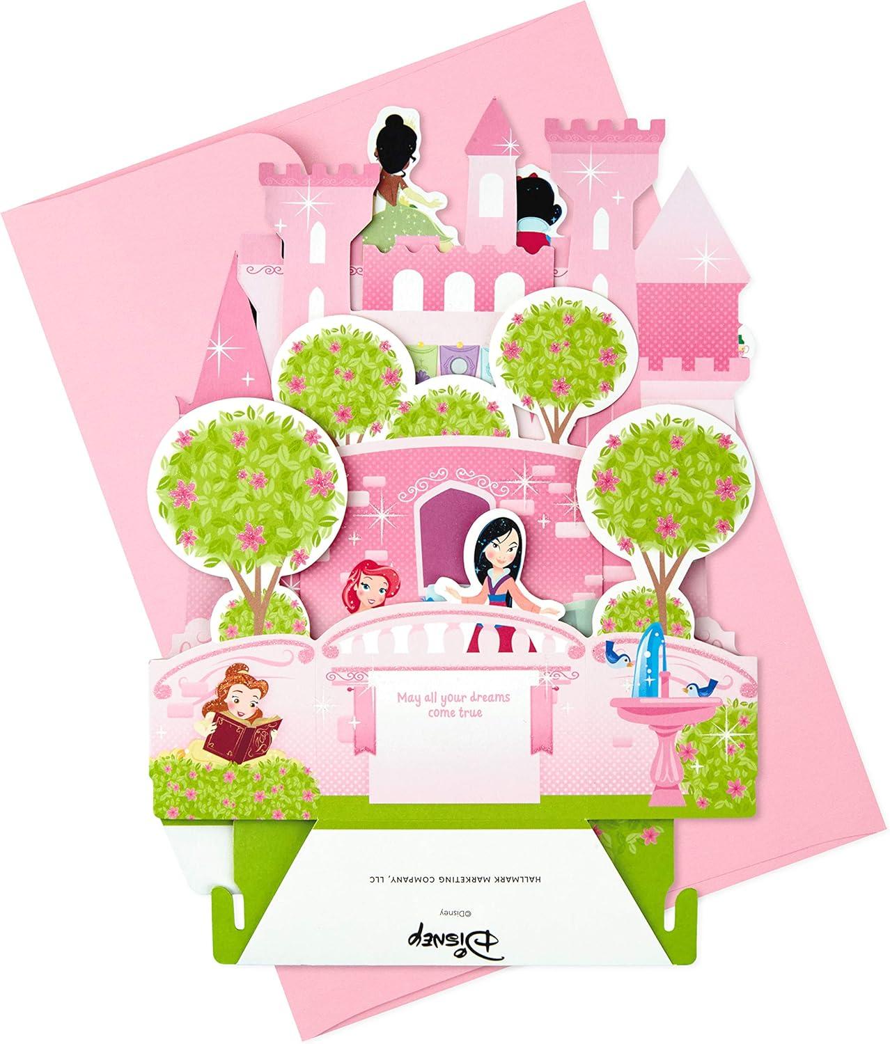 imageHallmark Paper Wonder Disney Princess Pop Up Birthday Card for Kids CastlePop Up  Disney Princess Castle
