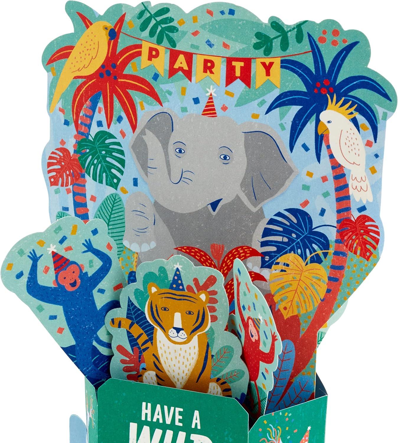 imageHallmark Paper Wonder Pack of Pop Up Birthday Cards for Kids Jungle Animals 8 3D Cards and Envelopes
