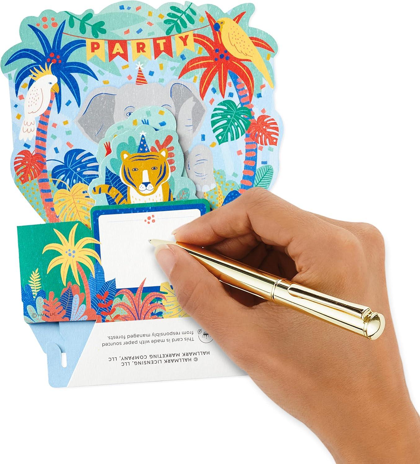 imageHallmark Paper Wonder Pack of Pop Up Birthday Cards for Kids Jungle Animals 8 3D Cards and Envelopes