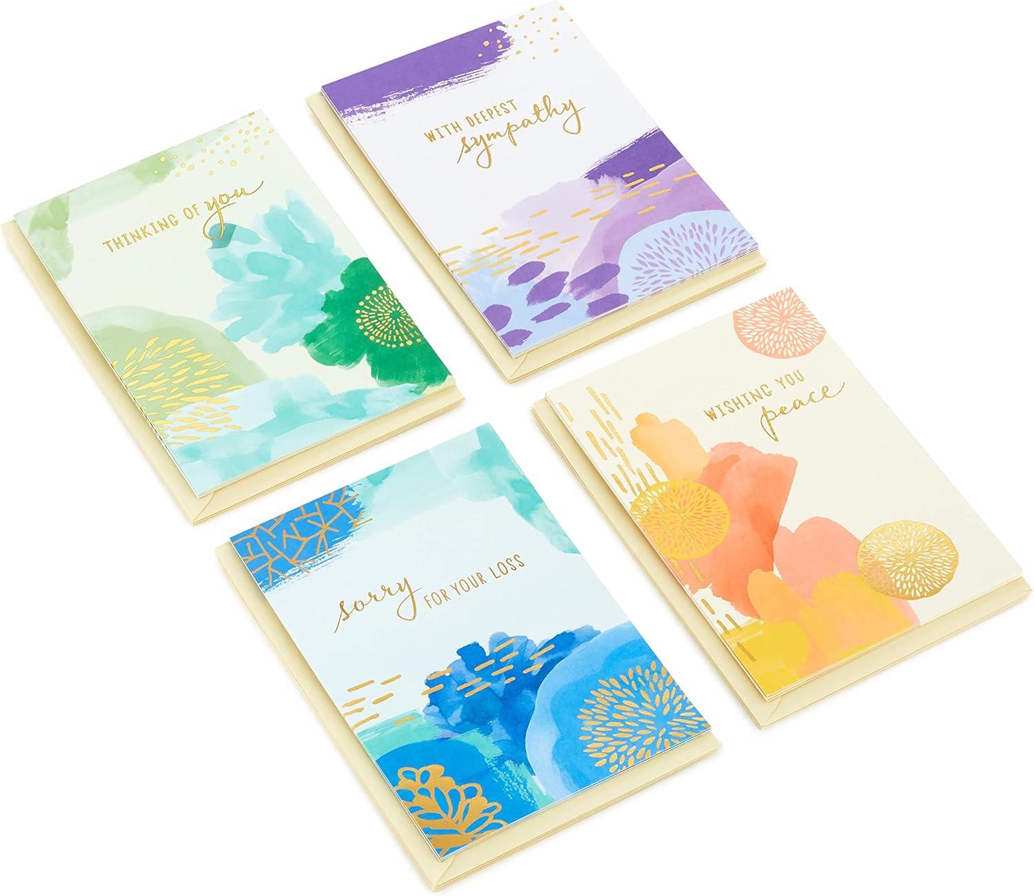 imageHallmark Sympathy Cards Assortment Abstract Watercolor 16 Assorted Thinking of You Cards with Envelopes