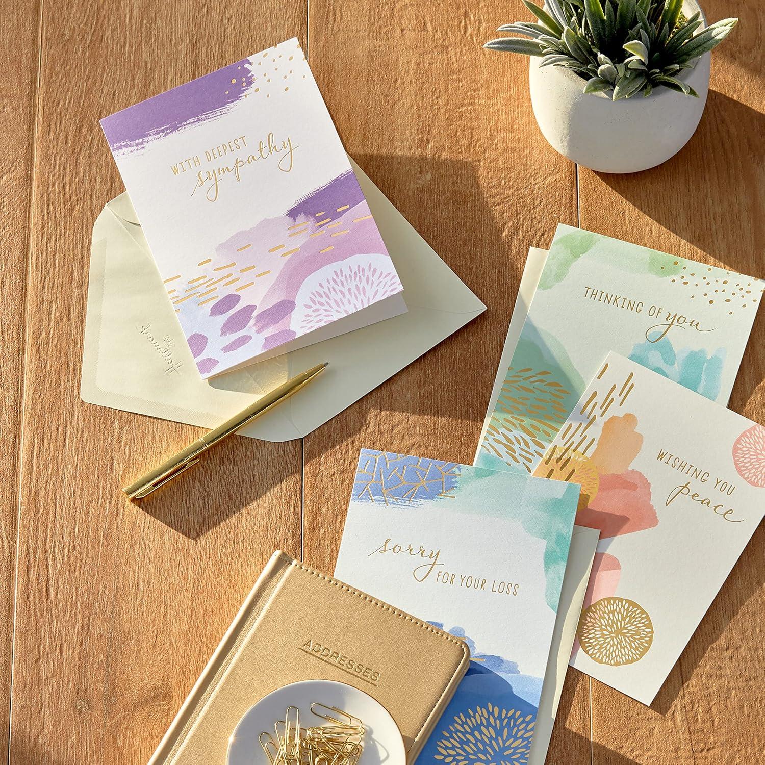 imageHallmark Sympathy Cards Assortment Abstract Watercolor 16 Assorted Thinking of You Cards with Envelopes
