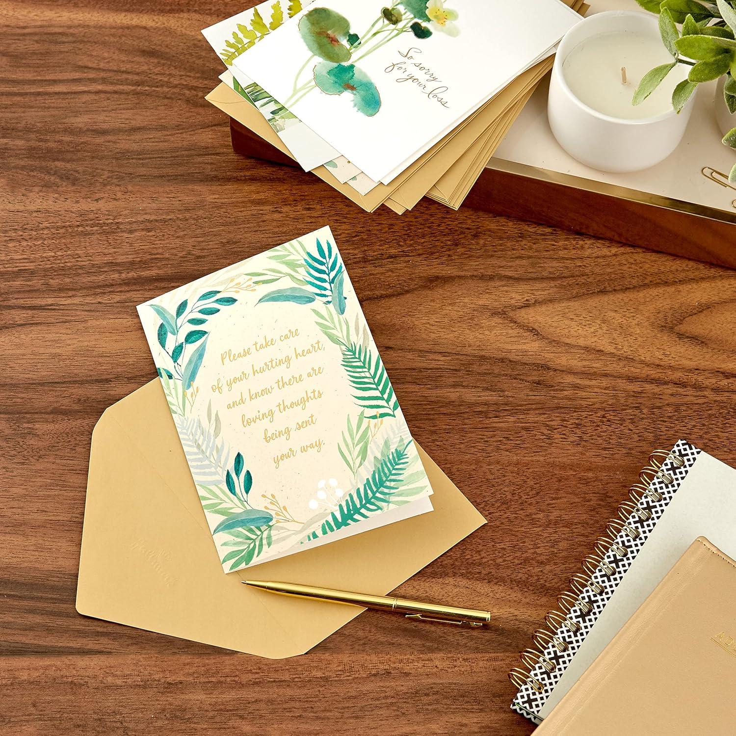 imageHallmark Sympathy Cards Assortment Watercolor Greenery 12 Assorted Thinking of You Cards with EnvelopesGreeting Card