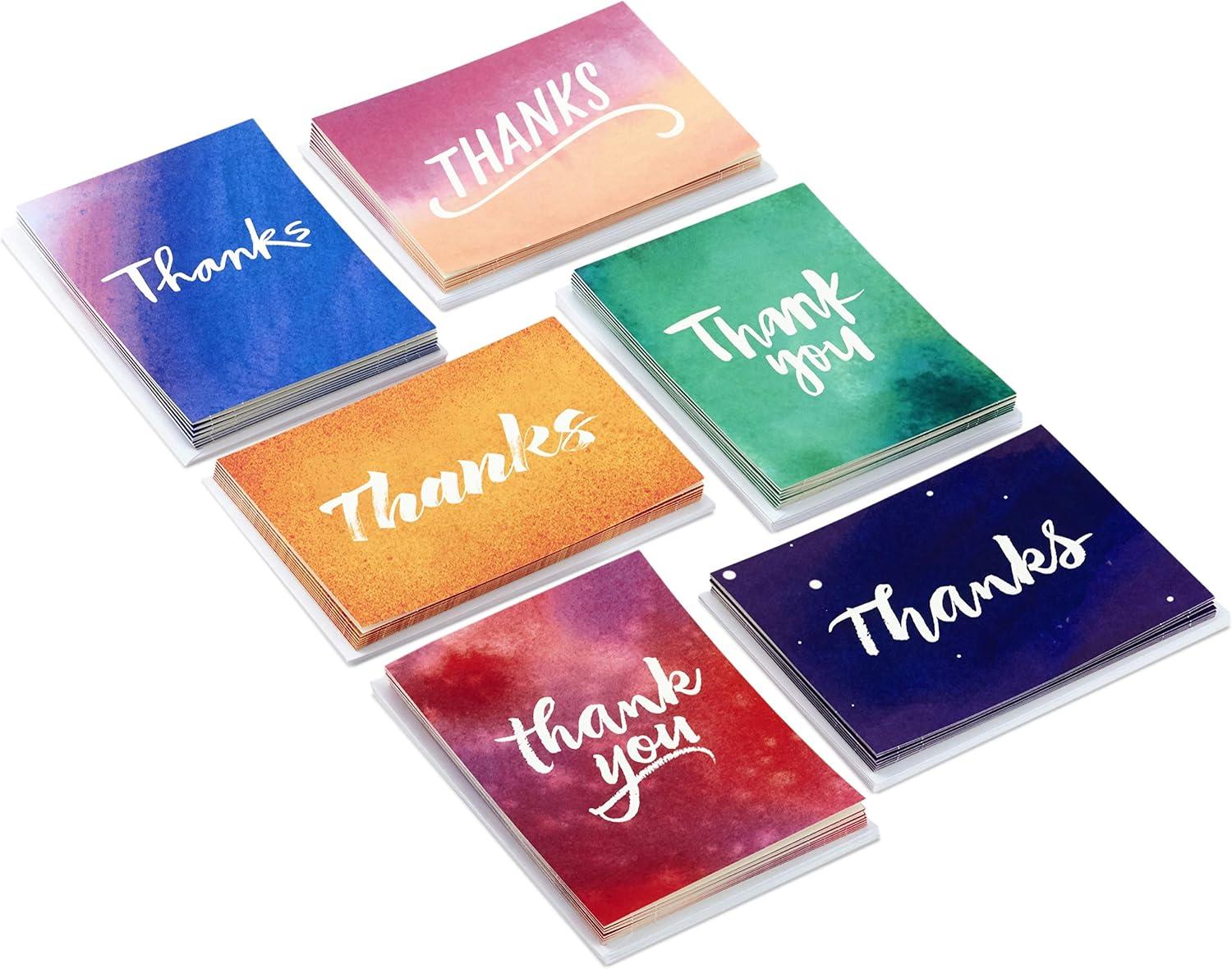 imageHallmark Thank You Cards Assortment Watercolor Thanks 48 Cards with Envelopes for Baby Showers Wedding Bridal Showers All OccasionWater Color